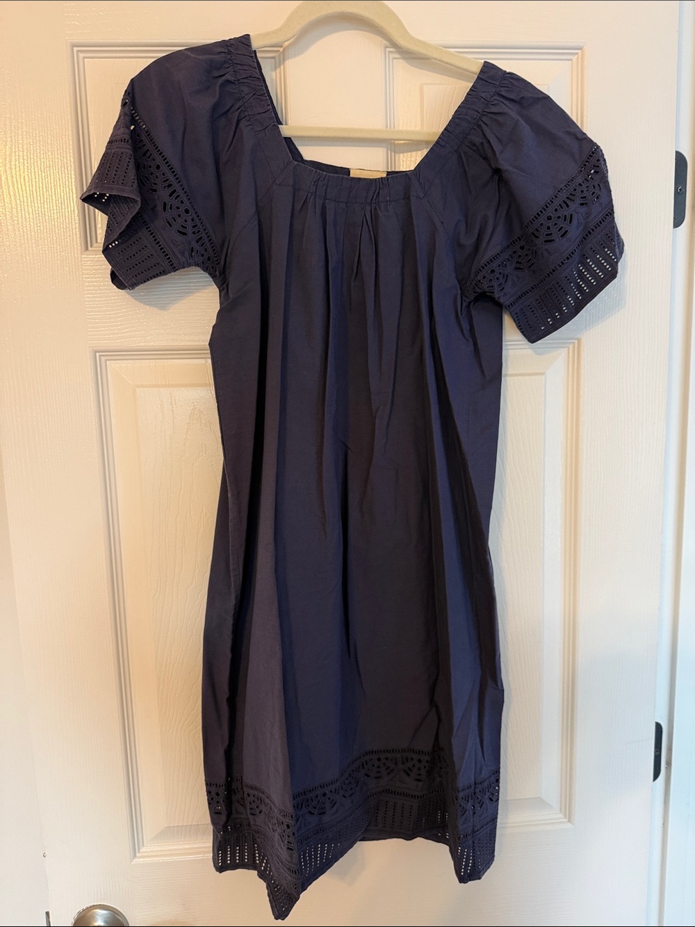 WHIT Navy Eyelet Sleeve Mini Dress